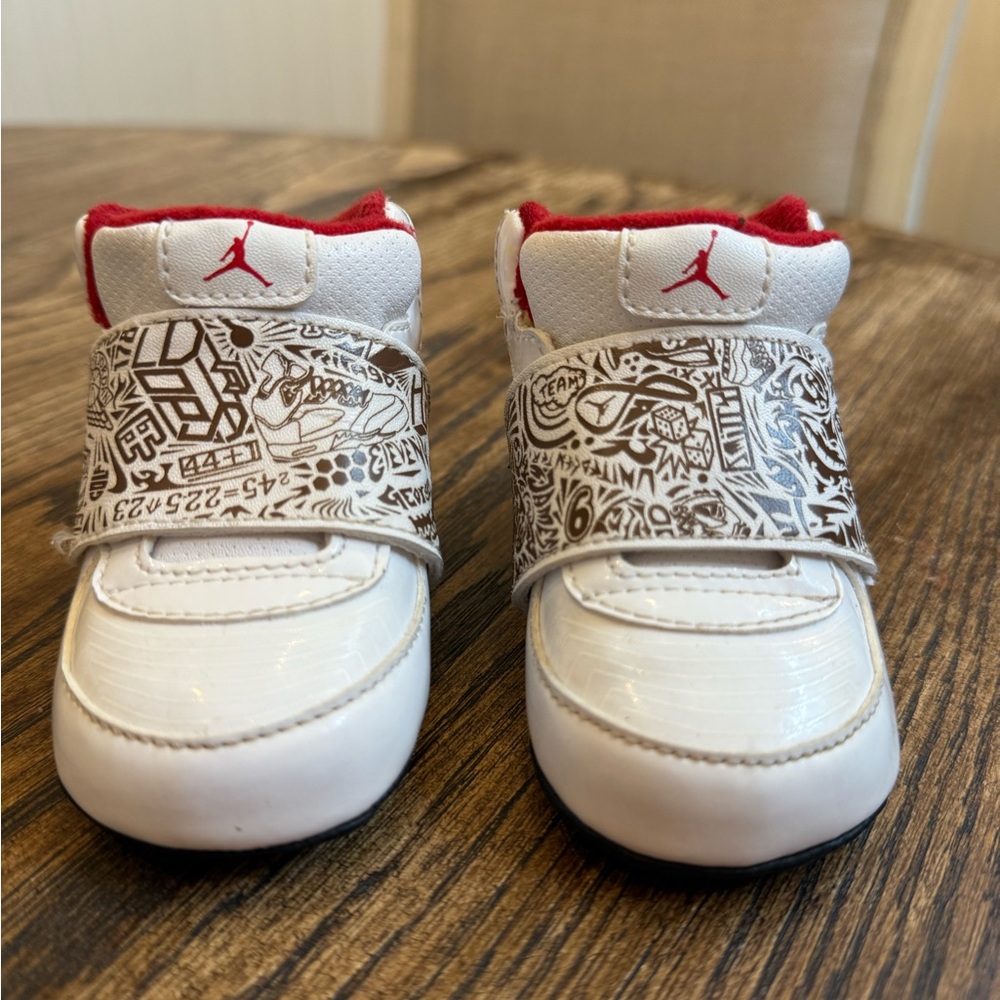 Jordan Baby White and Red Walker Shoes with Velcro Strap